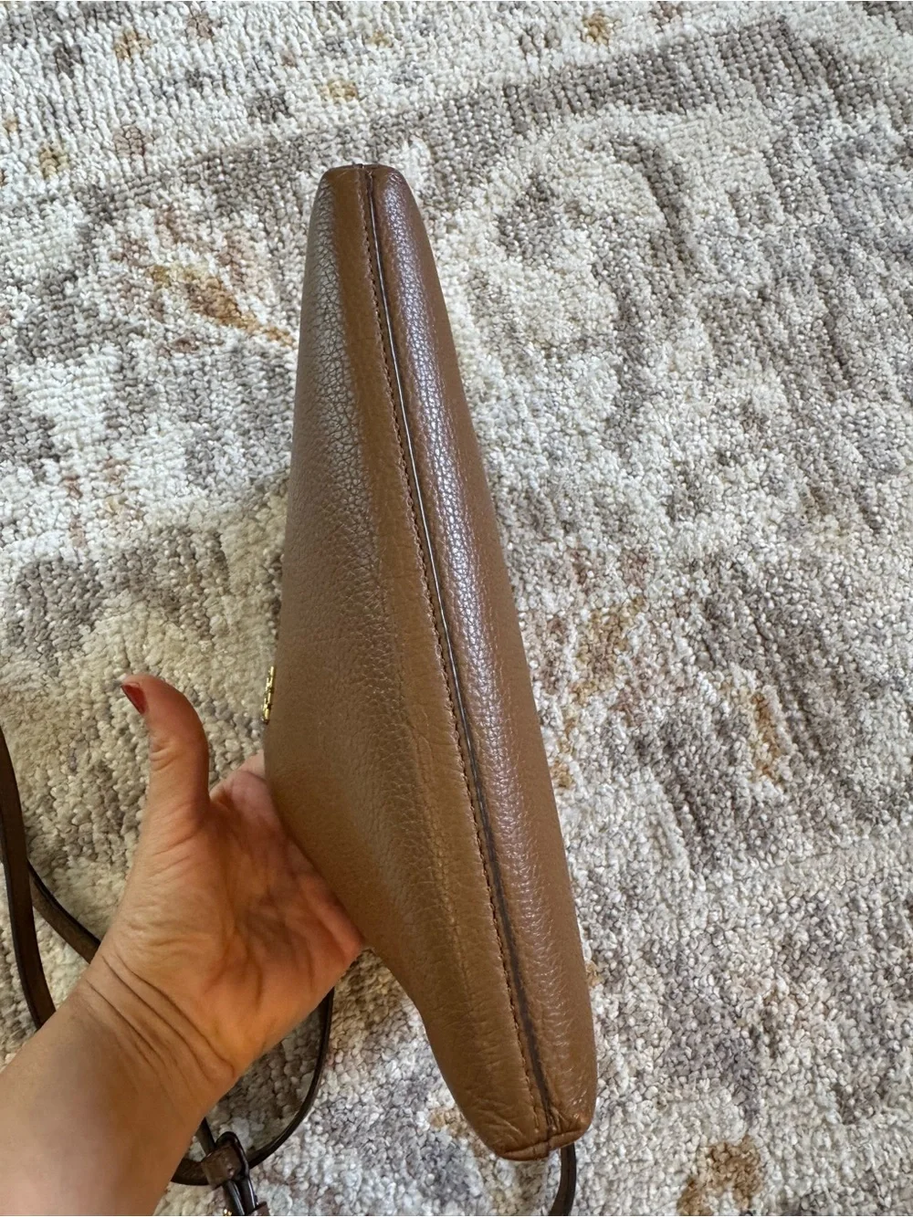 Tory Burch Blake Slim Crossbody Brown Pebbled Leather